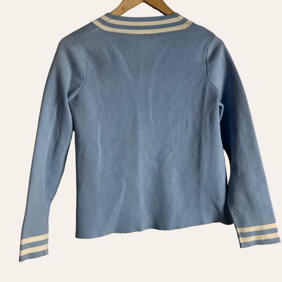 Pendleton Blue White Striped Silk Blend Open Cardigan Sweater Size PS - Picture 7 of 9